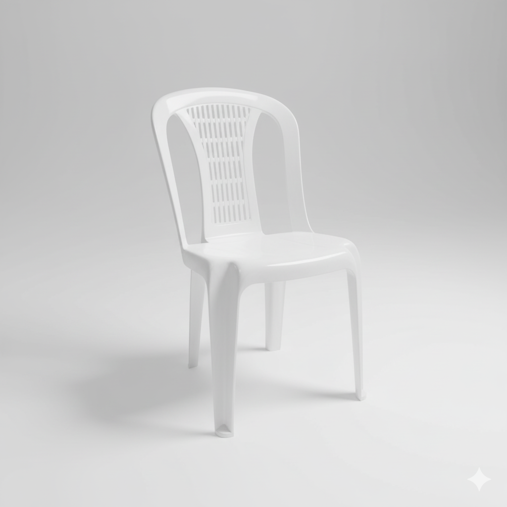 Silla plástica blanca con opción de mantel